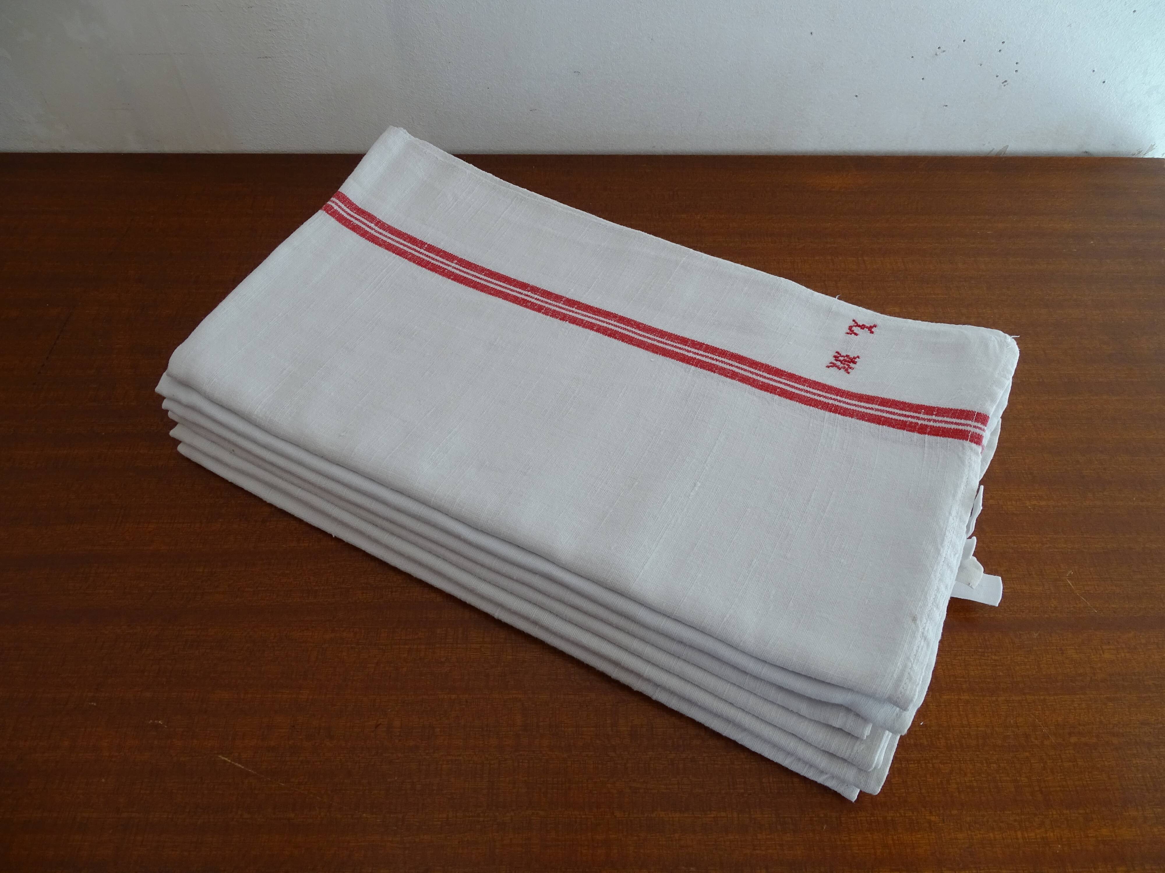 Lot 6 old cotton towels monogrammed LM