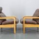 1970s L. Olsen & Søn Pair of Armchairs in Oak and Leather, Denmark