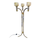 Three-burner metal and brass floor lamp
