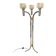 Three-burner metal and brass floor lamp