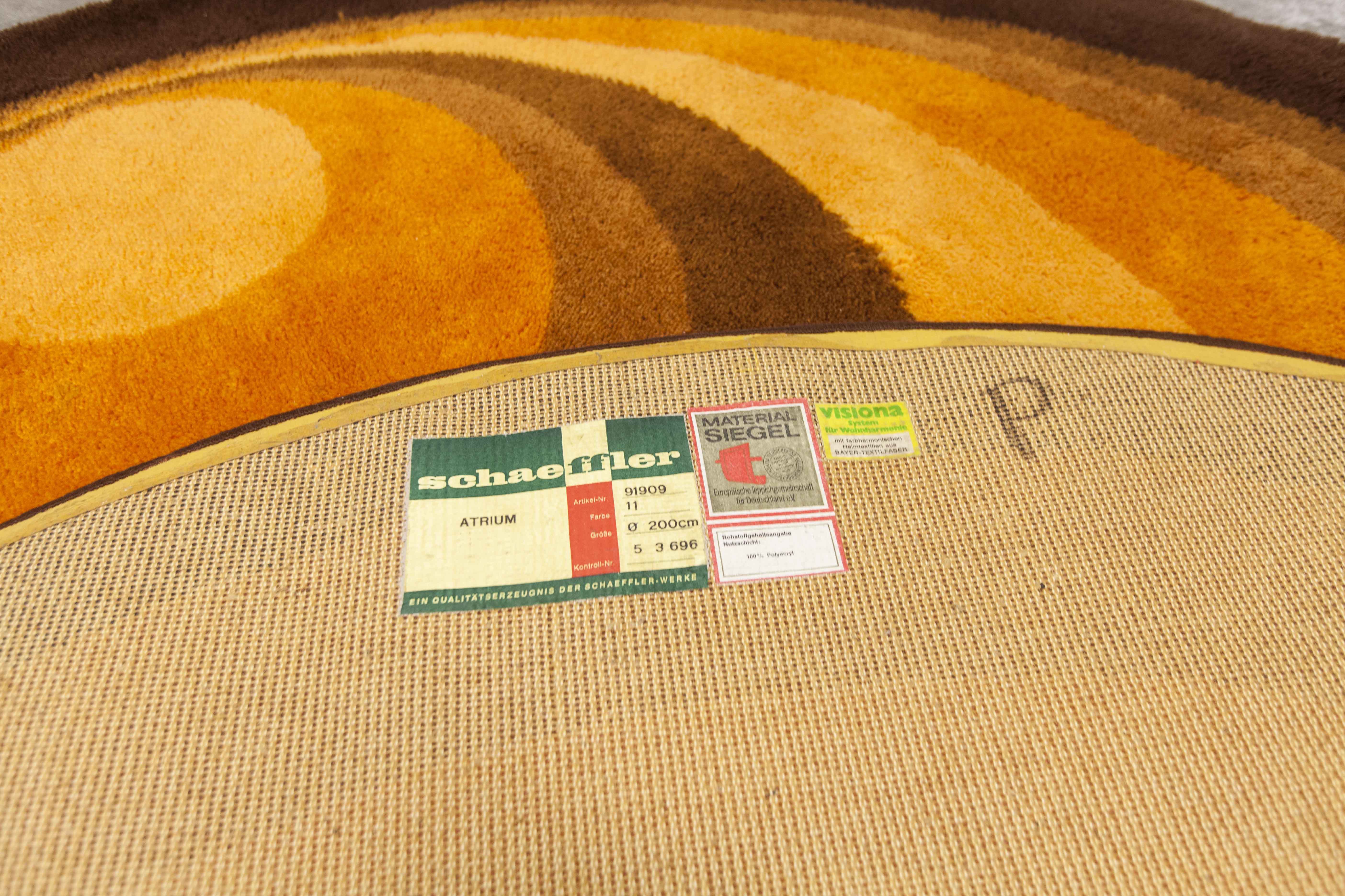 Round carpet 2m Scandinavian Schaeffler model "Atrium" synthetic from 1977