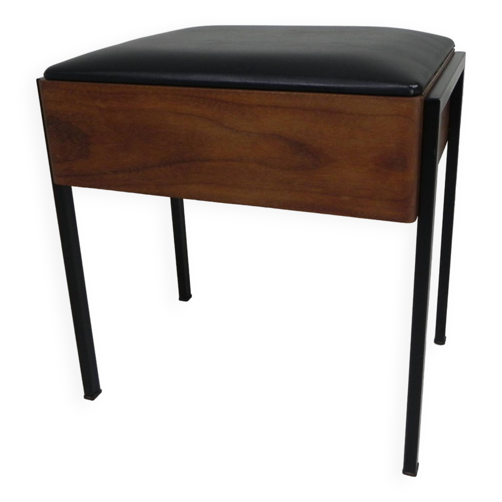 Aristo teak wooden sewing supplies stool, piano stool, 1960s