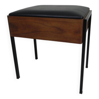 Aristo teak wooden sewing supplies stool, piano stool, 1960s