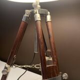 Vintage wooden and metal tripod lamp – 1970s