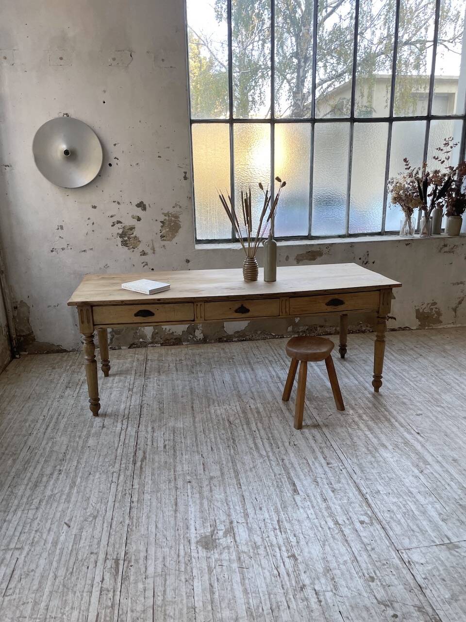 2m walnut drapery farmhouse table