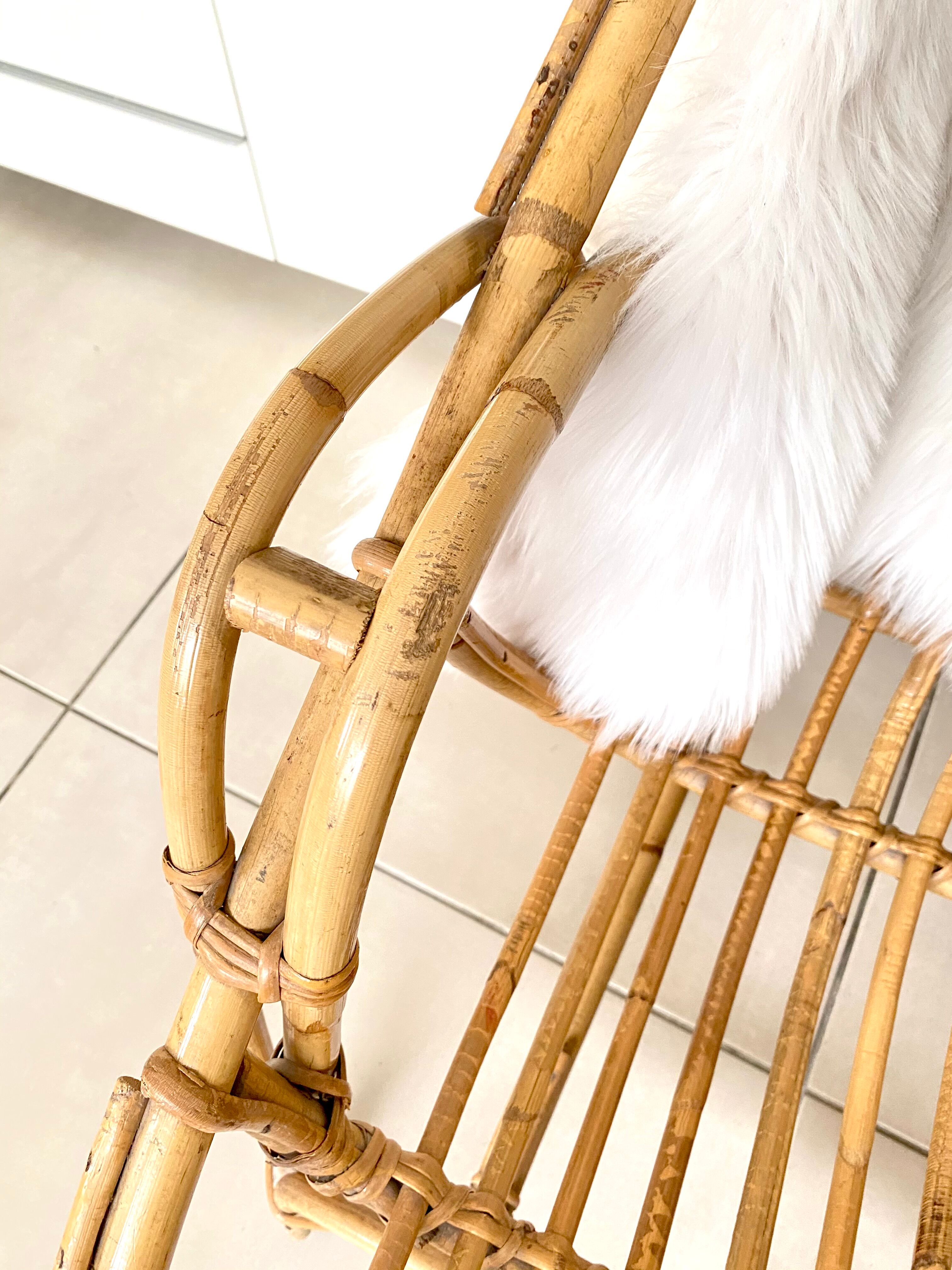 Vintage rattan bench sofa