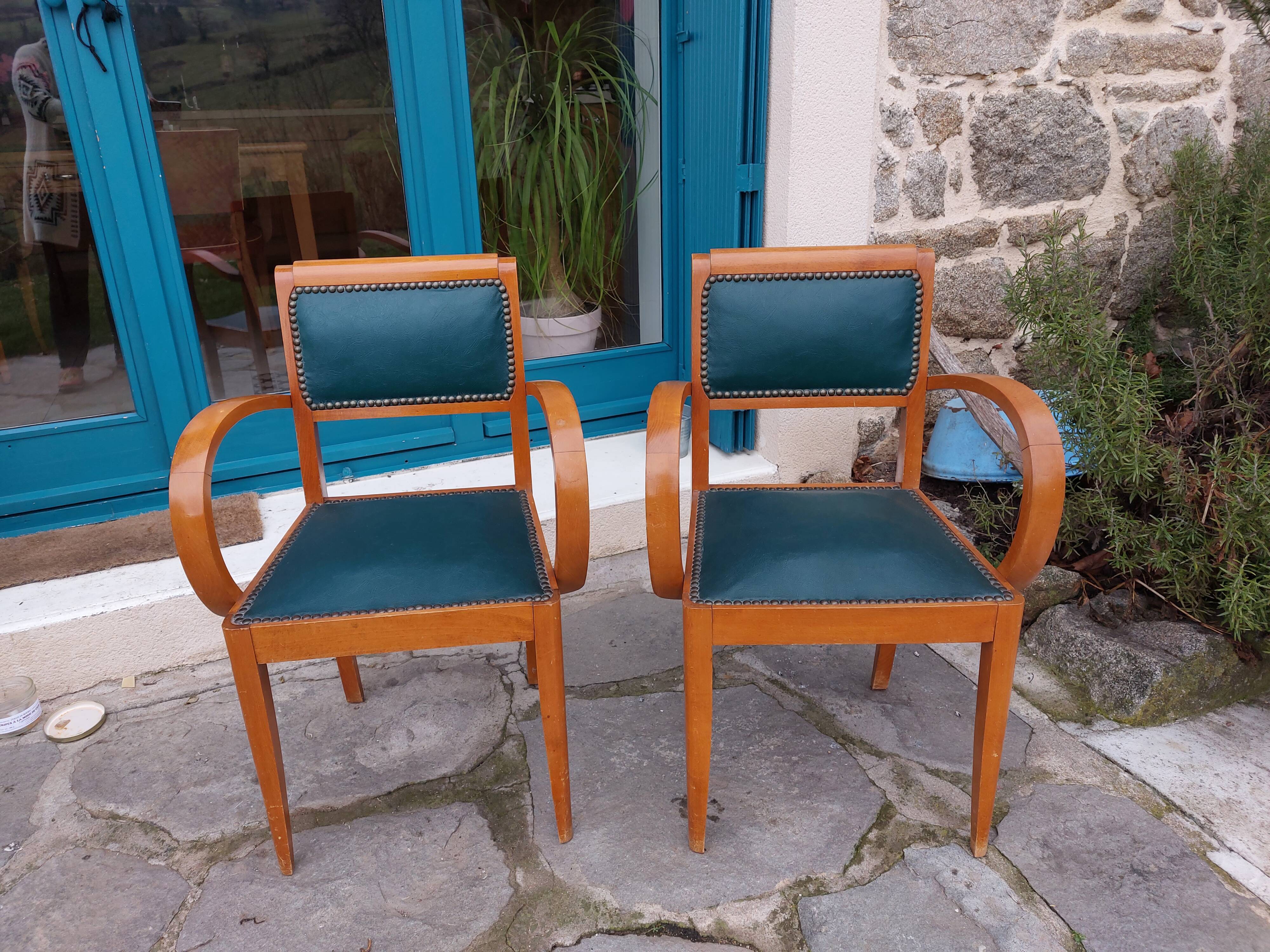 green leather bridge chairs