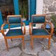 Fauteuils bridges en cuir vert