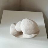 Sculpture abstraite plâtre couple enfant vintage