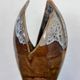 Vintage Mid-Century Modern Studio Pottery Tulip Lotus Bud Pedestal Vase - Earthen Brown & White Glaze