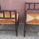 Pair of corner chairs or armchairs "fireplace corner" (Straw seat)