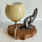 Art Deco Sea Lion blown glass lamp