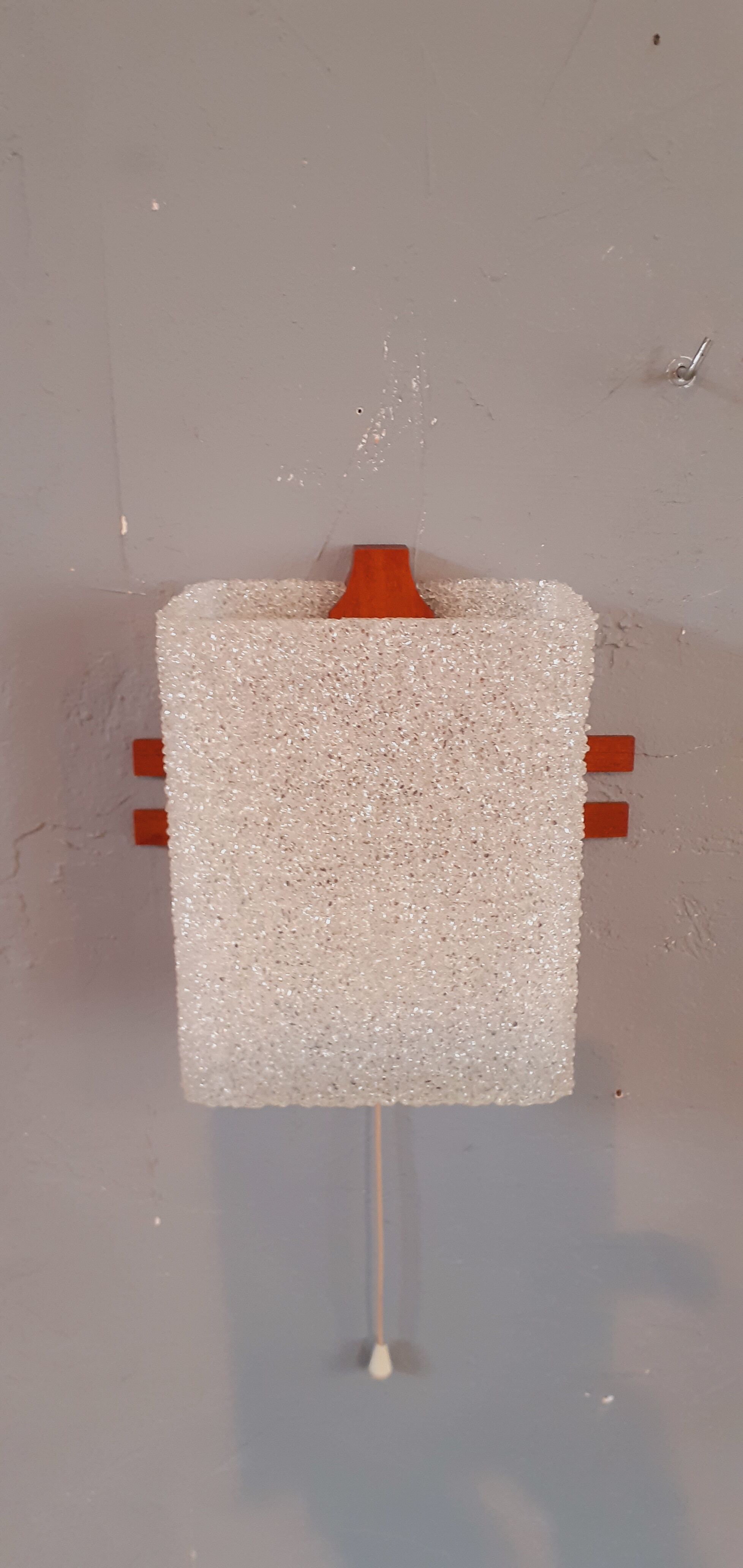 Pair of wall lamps 60s Scandinavian style teak and plexis granite
