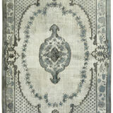 Handwoven overdyed anatolian 1970s 177 cm x 283 cm grey carpet
