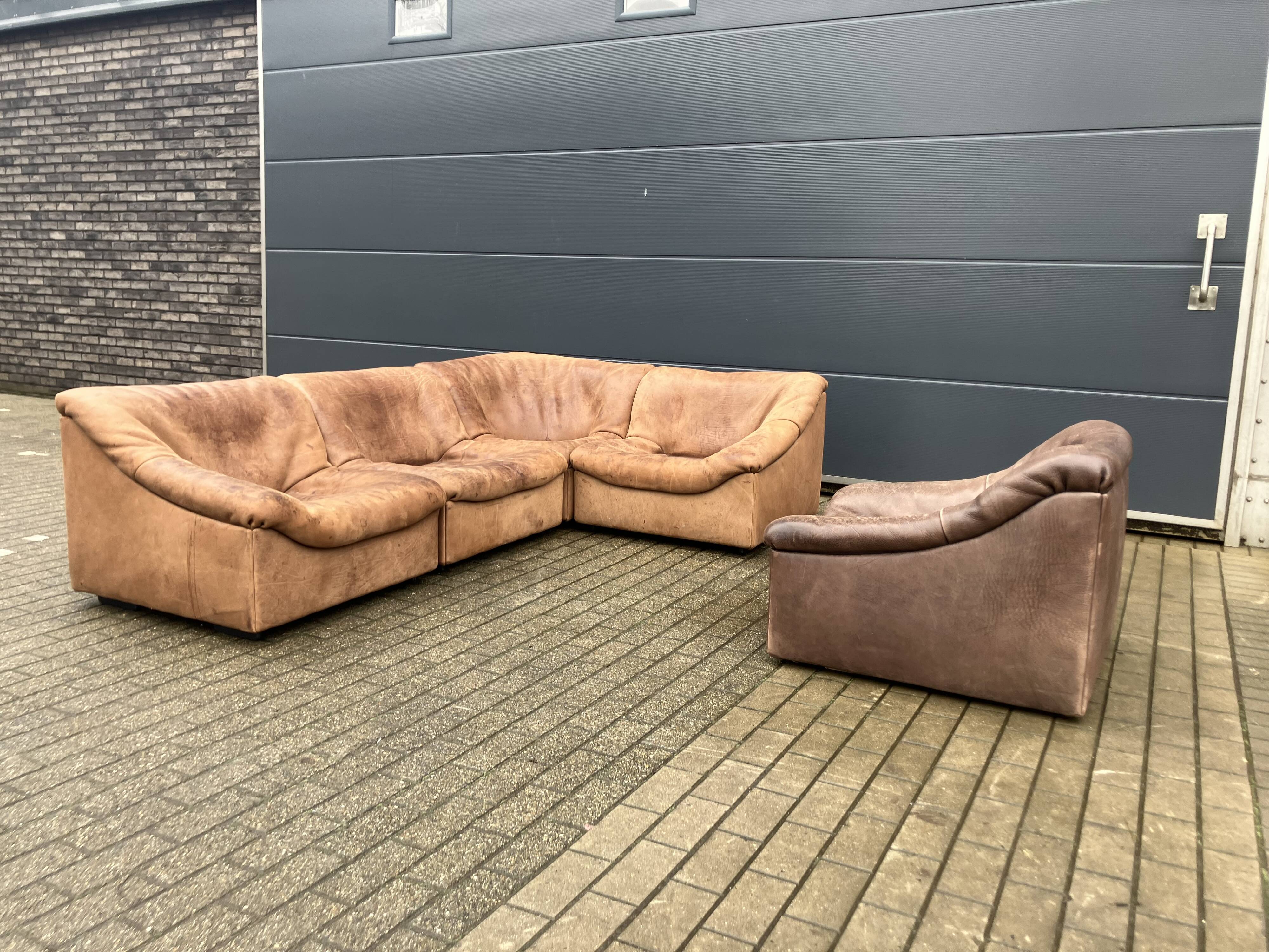 De Sede Ds46 Modulair 5mm Buffel leather NECK Cognac Bruin