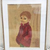 Tableau portrait d'enfant signé Nadi Ken