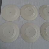 6 flat plates K - G Lunéville original blue decoration "G" old faience