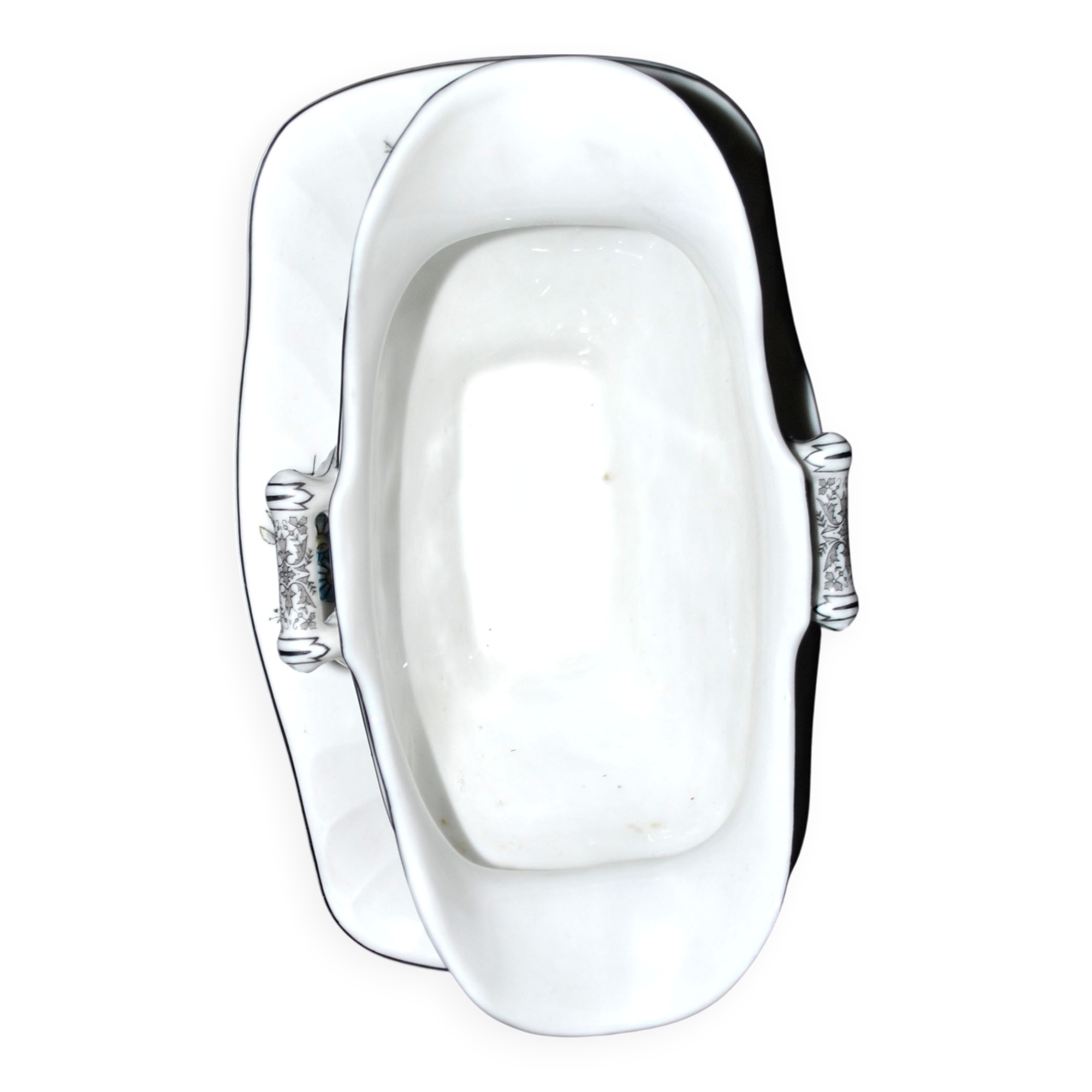 Antique Empire style porcelain sauceboat, hand-painted