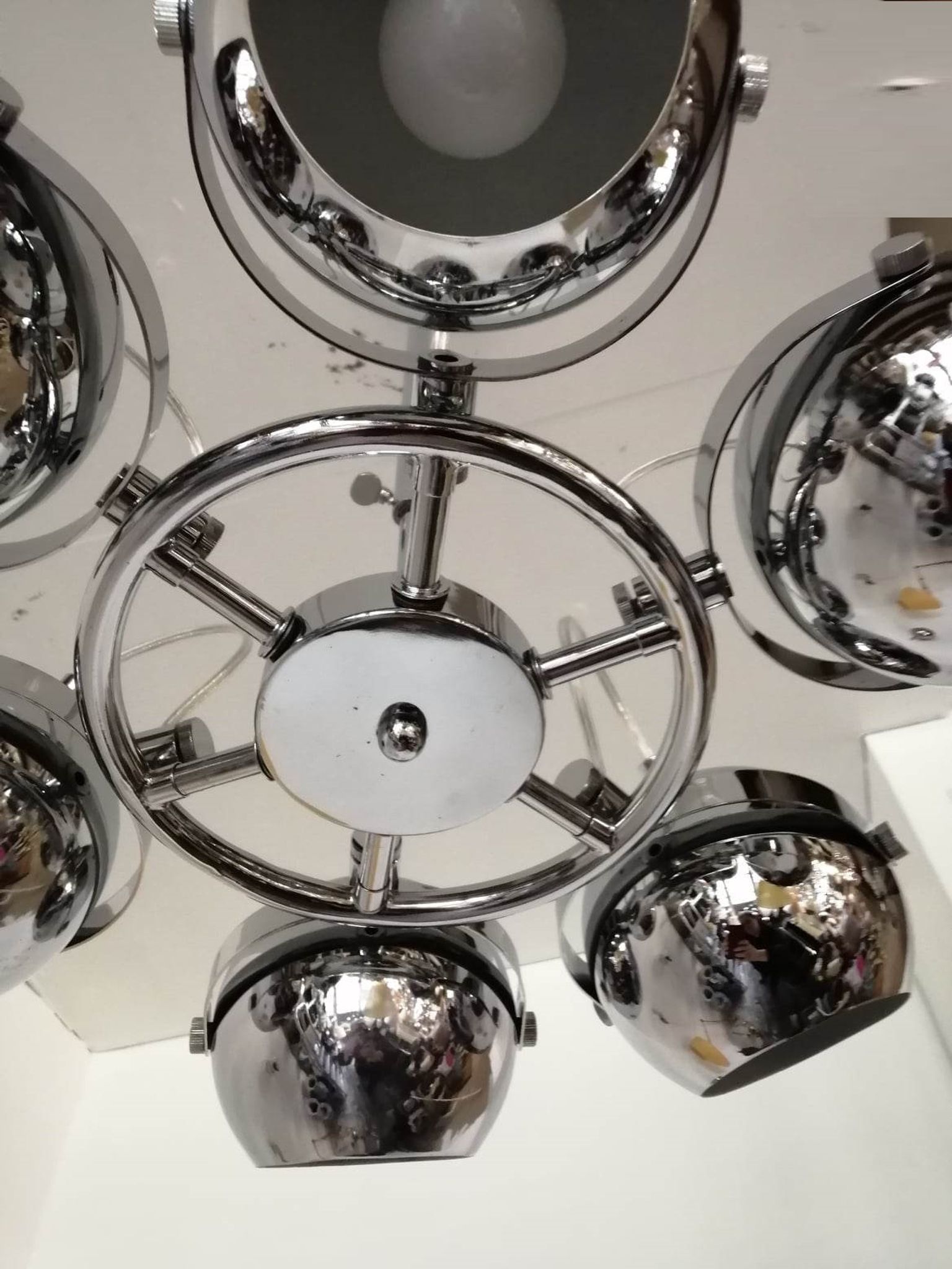 Lustre 70/80," present time", 6 globes chromés