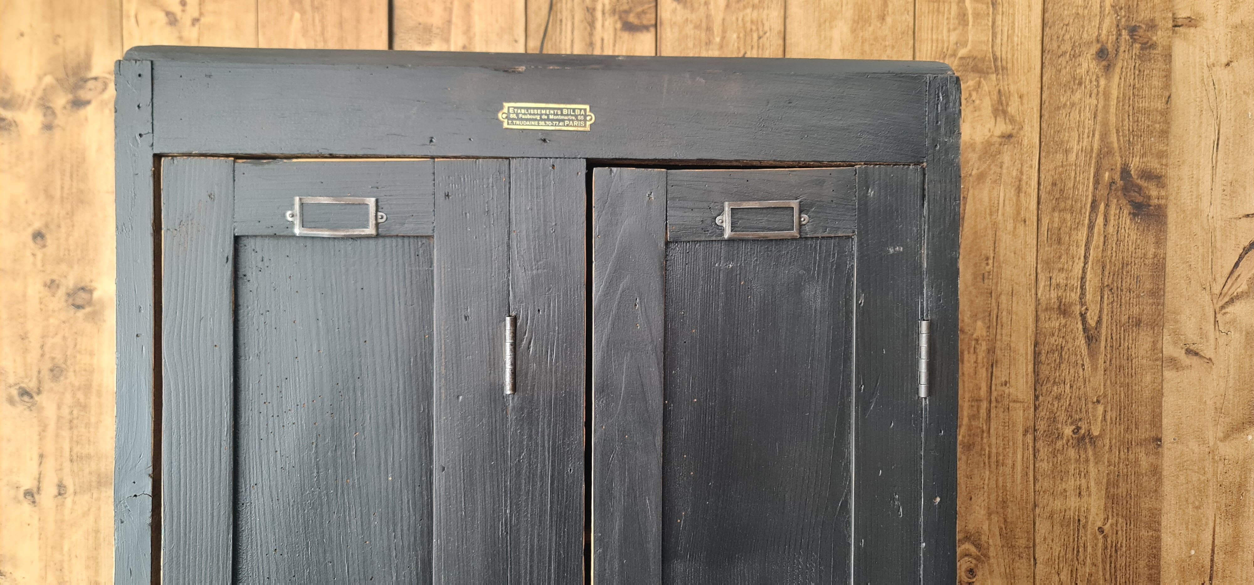 Old wooden factory cloakroom double door industrial furniture