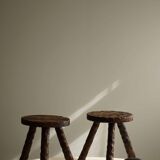 A pair of Wabi Sabi stools carved from pine, mid-century modern Swedish style, 1960s.