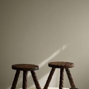 A pair of Wabi Sabi stools carved from pine, mid-century modern Swedish style, 1960s.