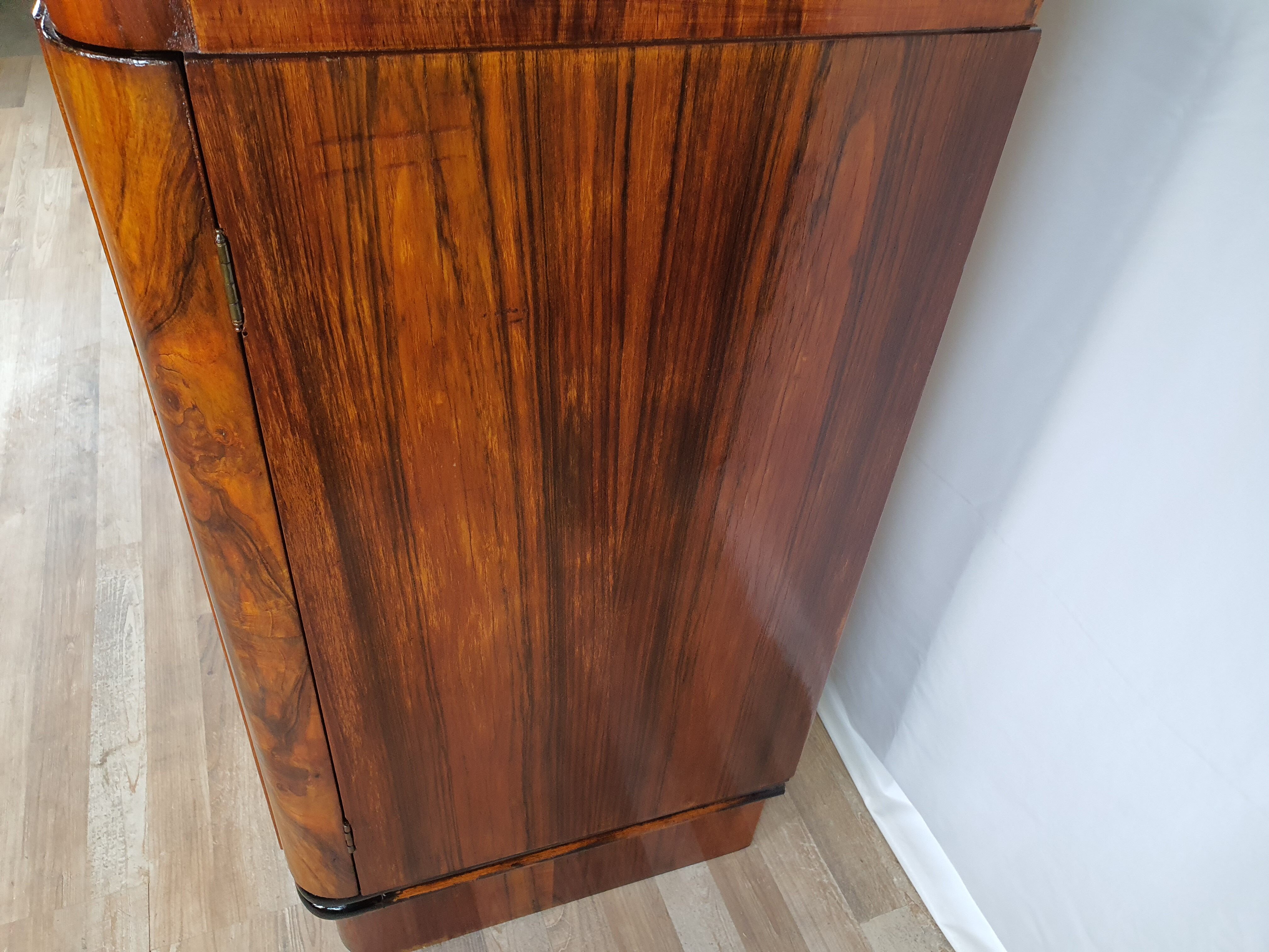 Art deco dining room sideboard in briar with upstand, 1940s