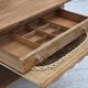 1970s, Scandinavian side table with drawers, solid oak wood, rattan.