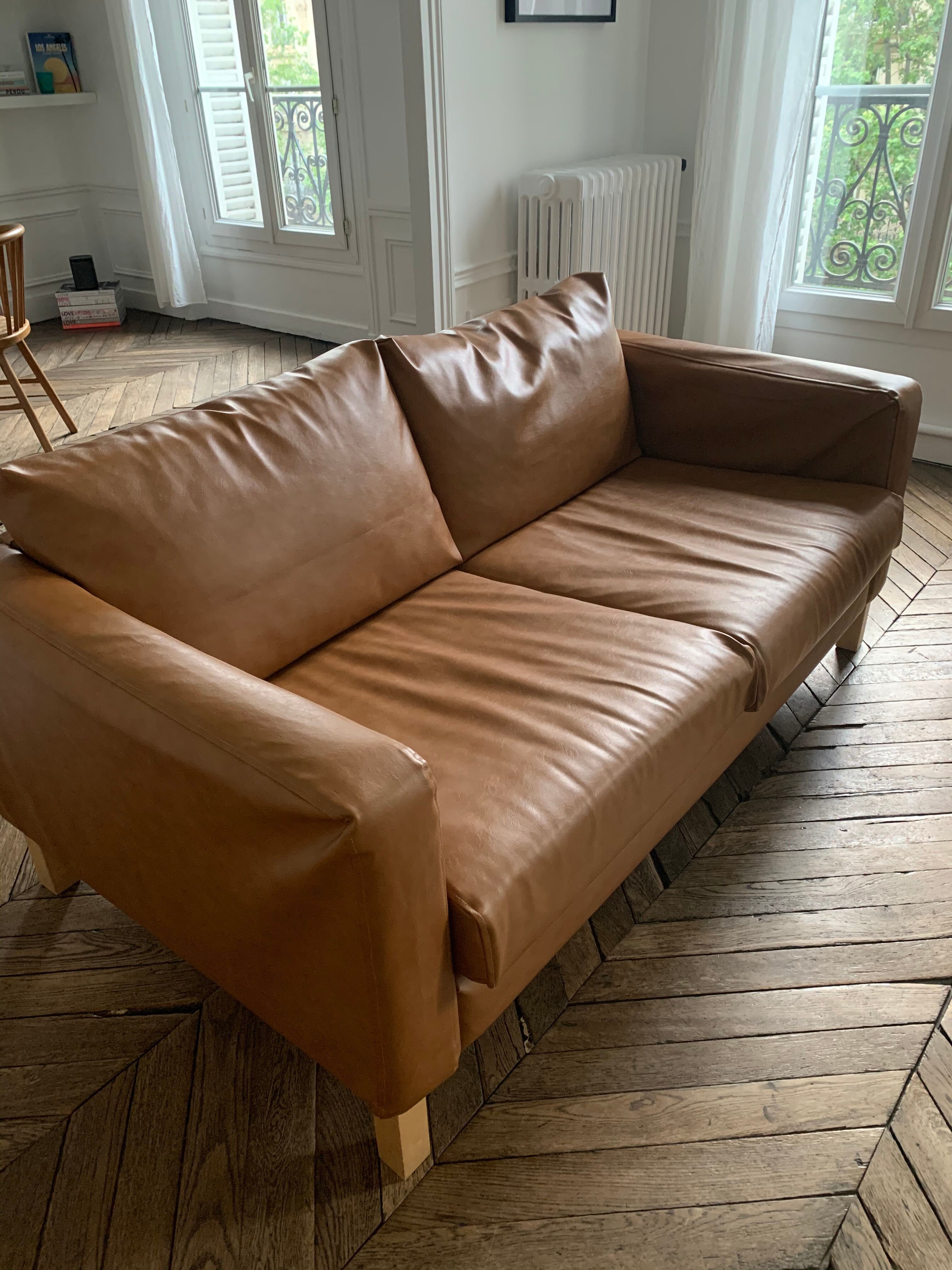 Canape cuir camel