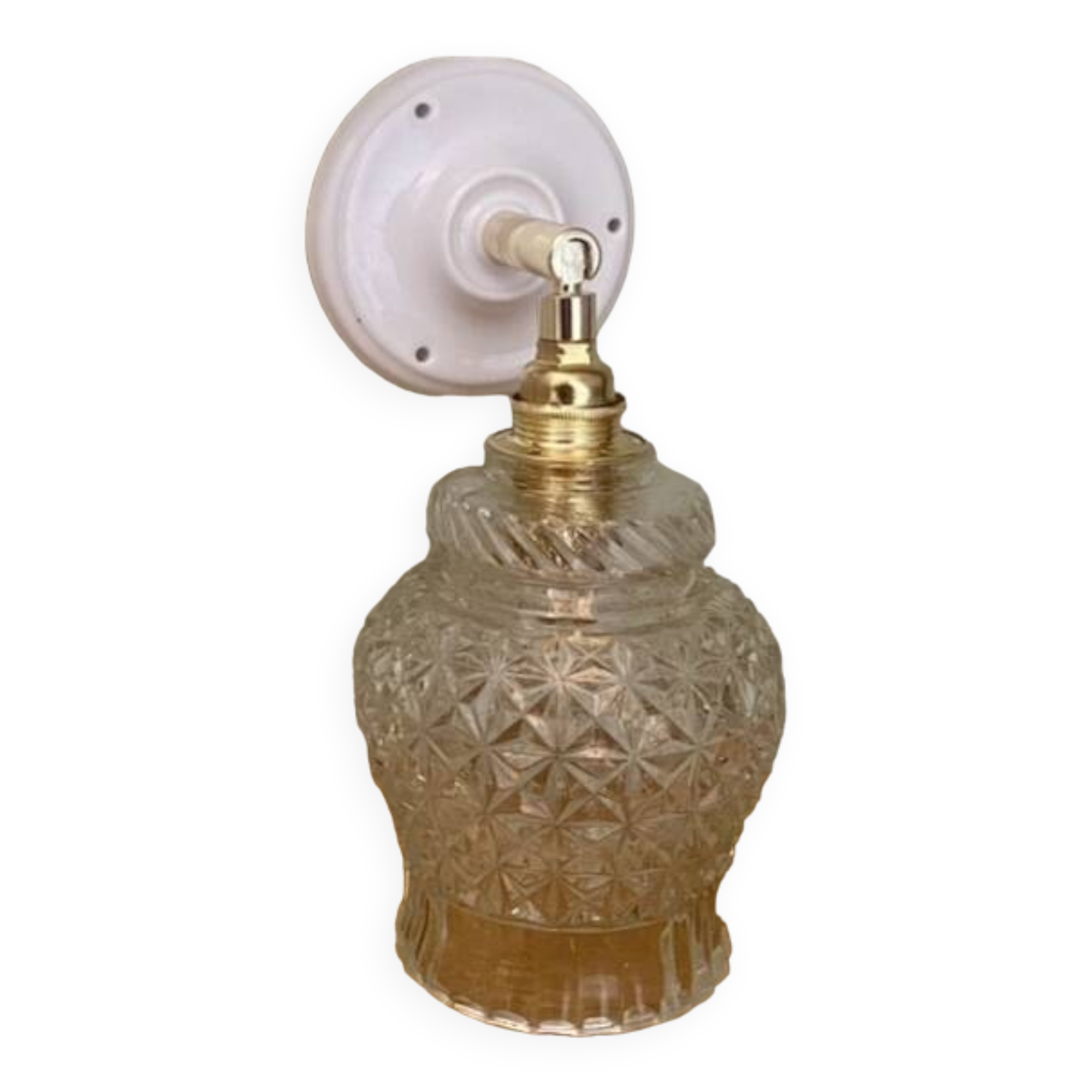 Applique tulipe vintage en verre ciselé