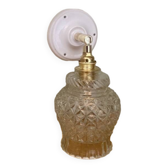 Vintage tulip wall light in chiseled glass