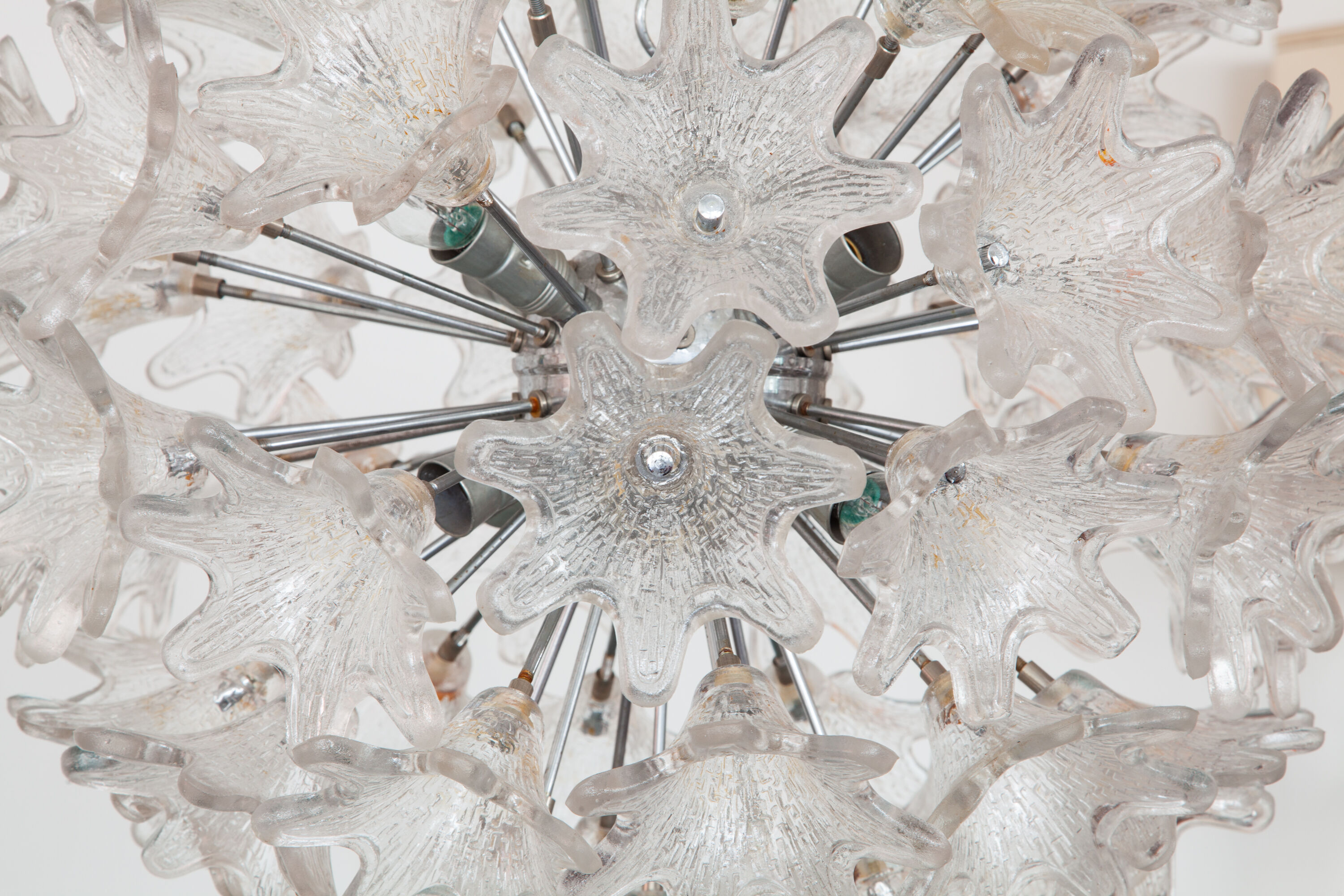 Sputnik Chrome and Glass Flowers Chandelier by Paolo Venini for VeArt 1960s