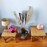 Pair of vintage rattan bedside tables