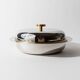 Vintage set of 2 stainless steel bowls with lids, 1980s, with gold details.