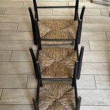 Vintage straw nesting stools, 60s design