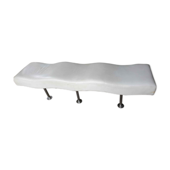 Large white leather bench from the '70s