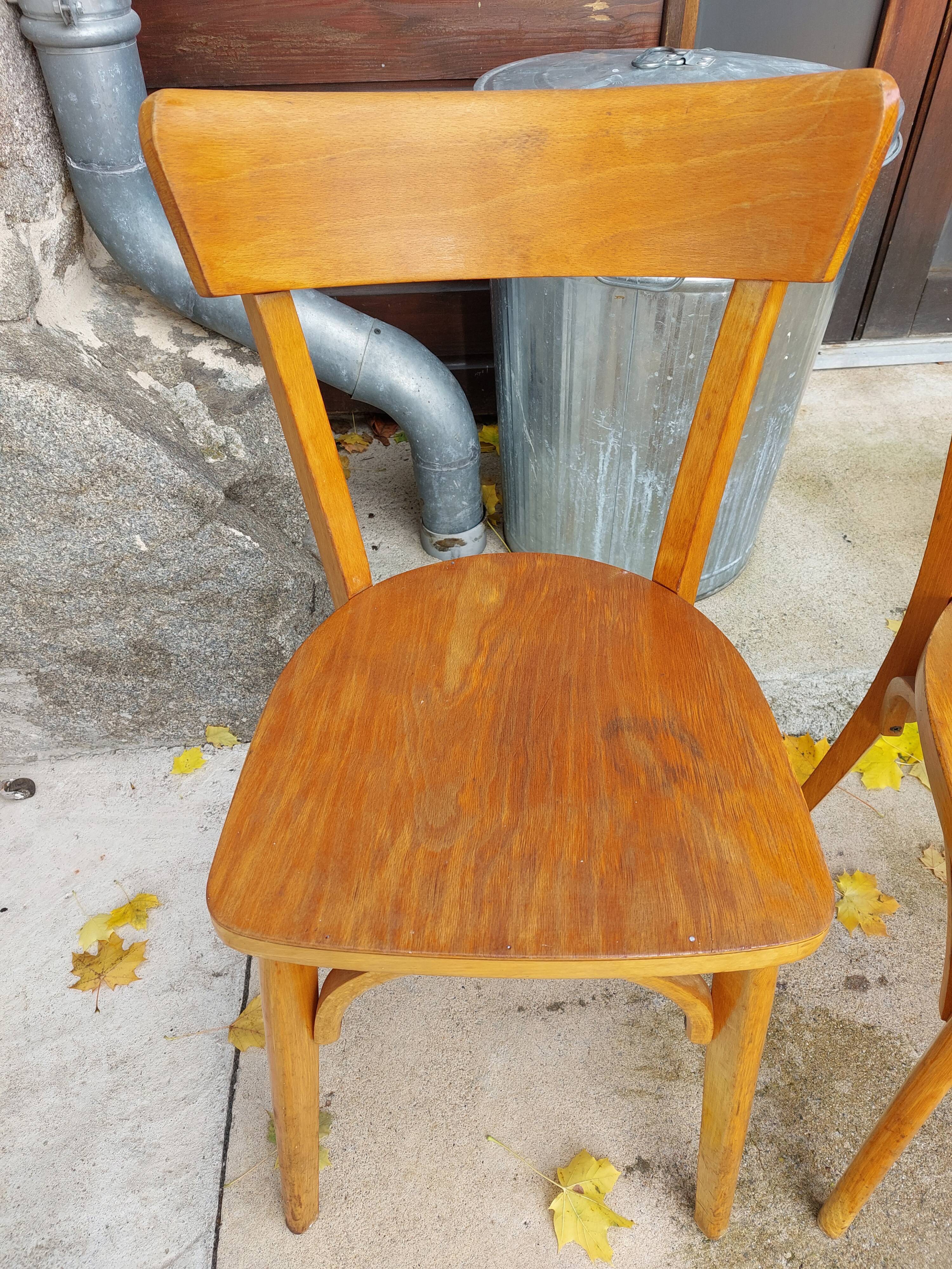 Set of bistro chairs, golden oak color