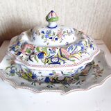 Compotier, soup tureen, vegetable dish in Rouen earthenware