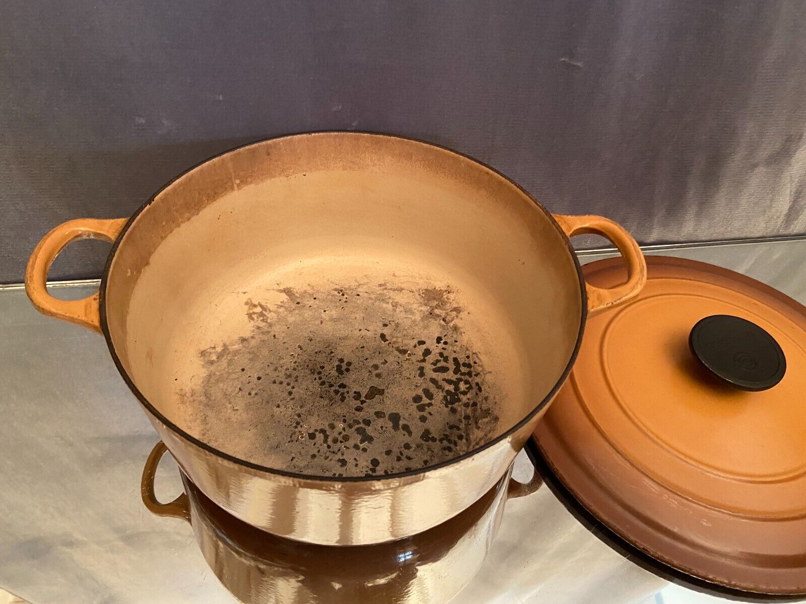 Cast iron casserole marked Le Creuset