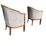 Complete living room set with chaise longue and 3 armchairs: Directoire or Empire style