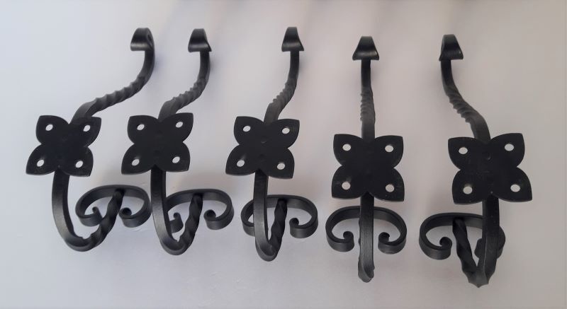 lot 5 patères porte manteau fer torsadé