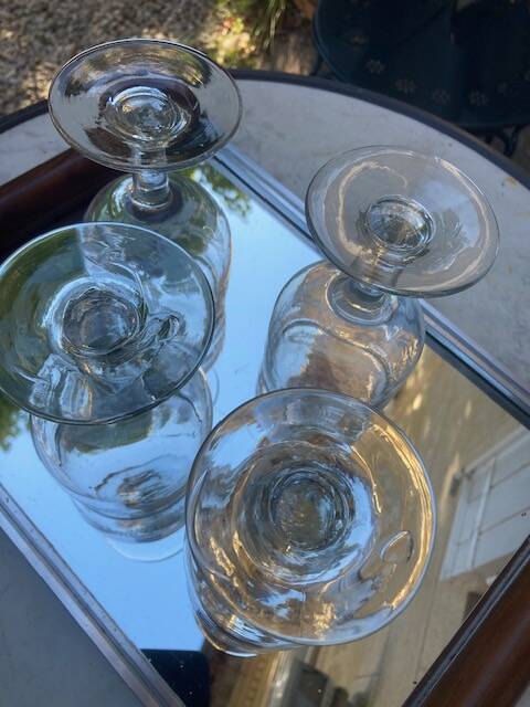 Set of 4 very old blown and engraved glasses