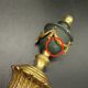 Pair of large wall sconces in quiver style Empire - bronze / green patina