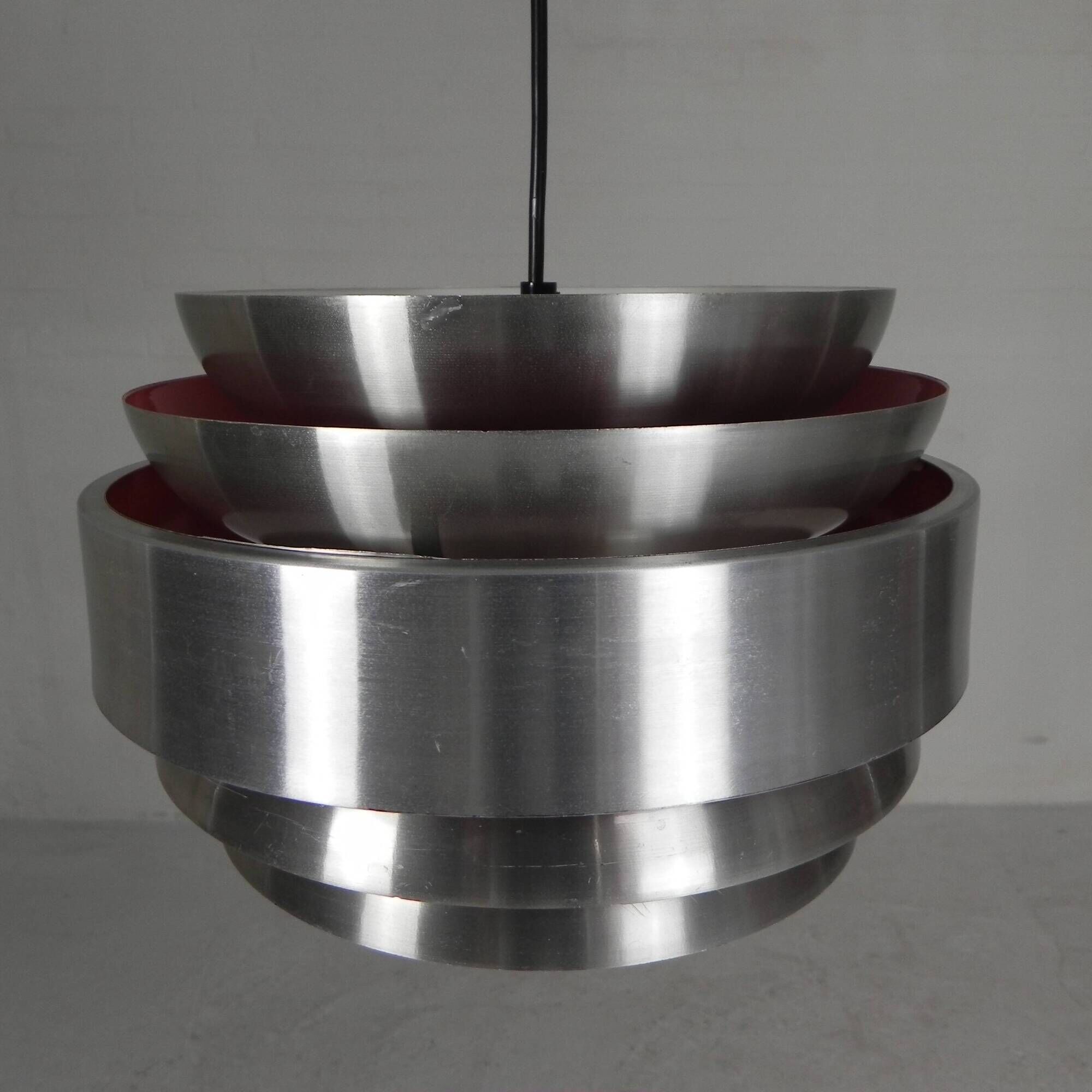 Vintage aluminum pendant lamp, Lakro Amstelveen, 1960s