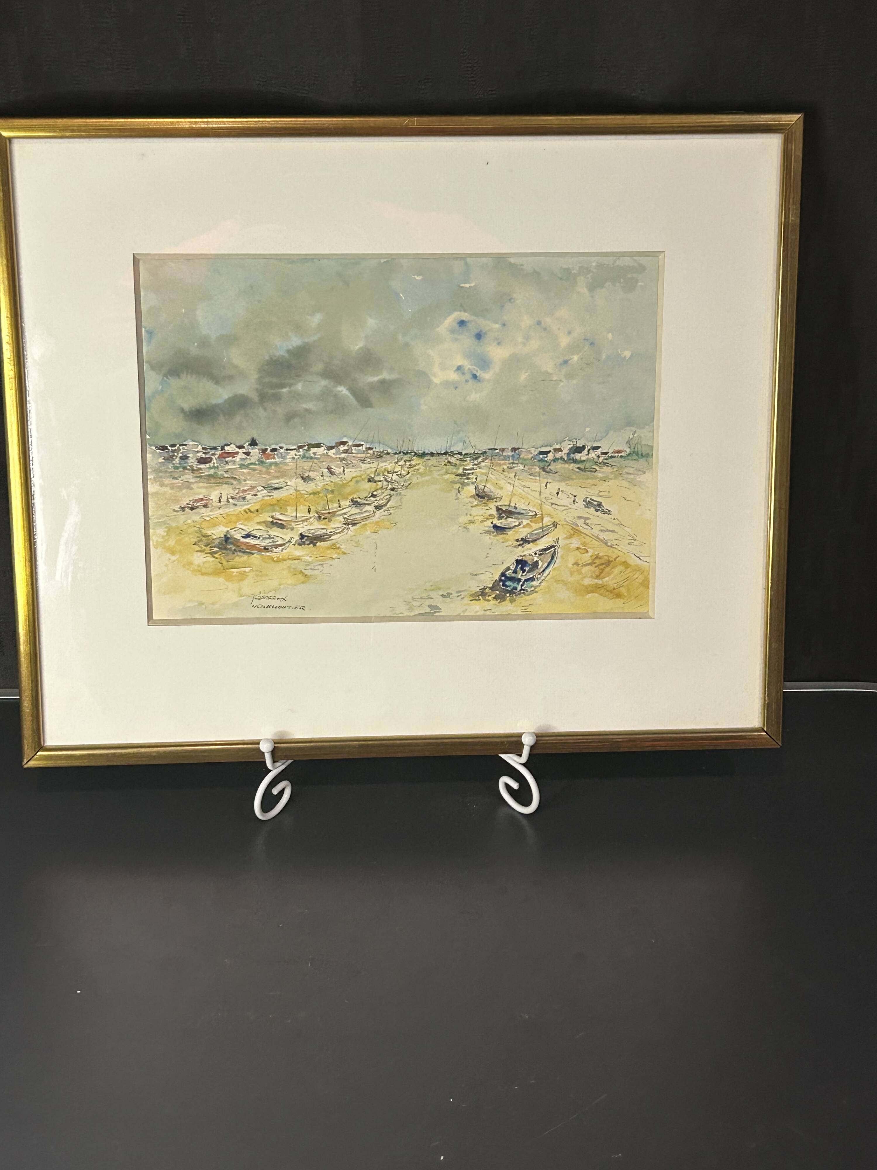 20th century Impressionist school - Vassaux - Marine watercolor - Noirmoutier