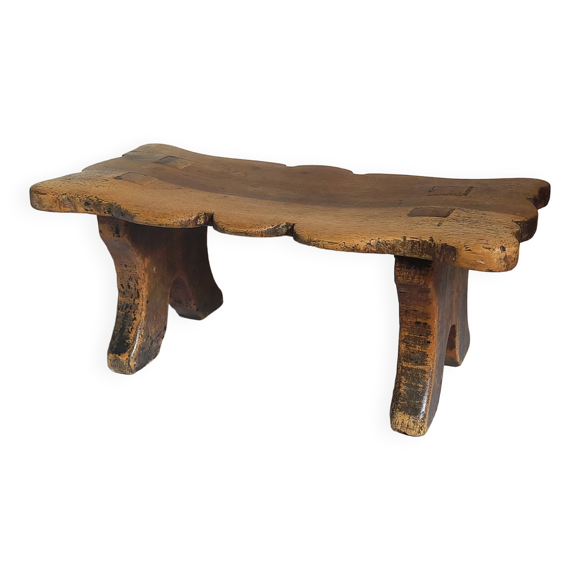 Old footstool in solid wood 19th century