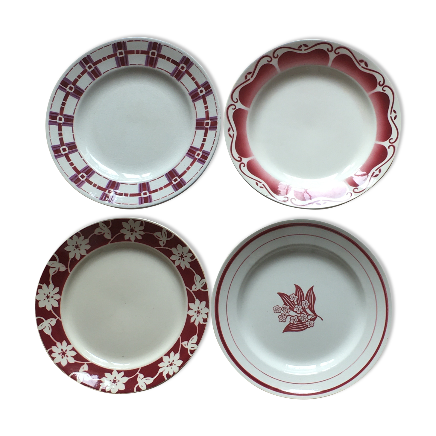 4 different plate plates on earthenware