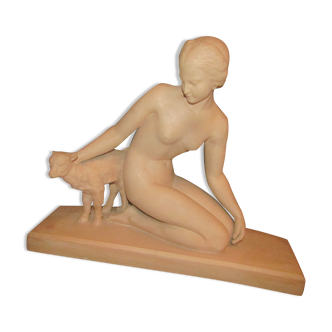 Sculpture en terre cuite sculpture par Jean Varoqueaux art deco terracotta sculpture