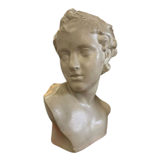 Bust of eros in glazed terracotta