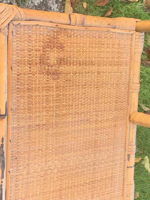 Vintage 3-tier bamboo and rattan shelf